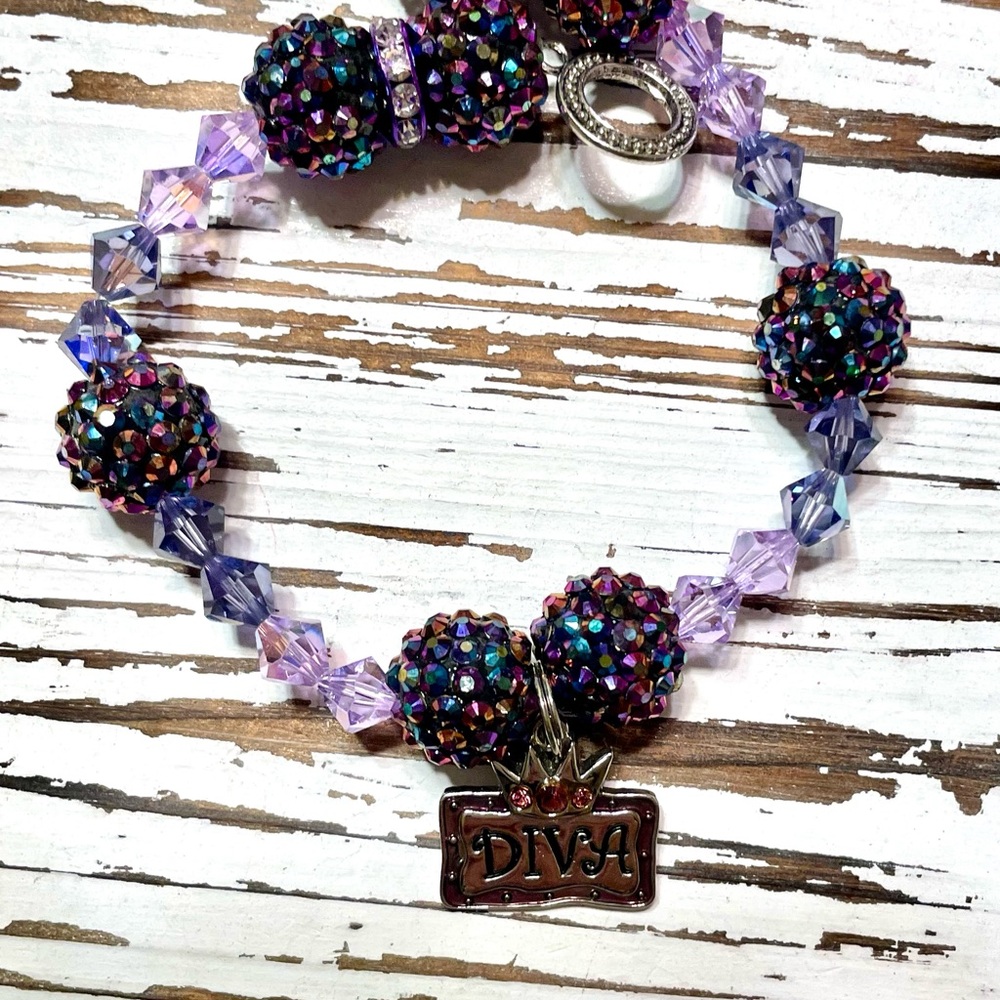 Diva Multicolor Purple Beaded Pet Necklace